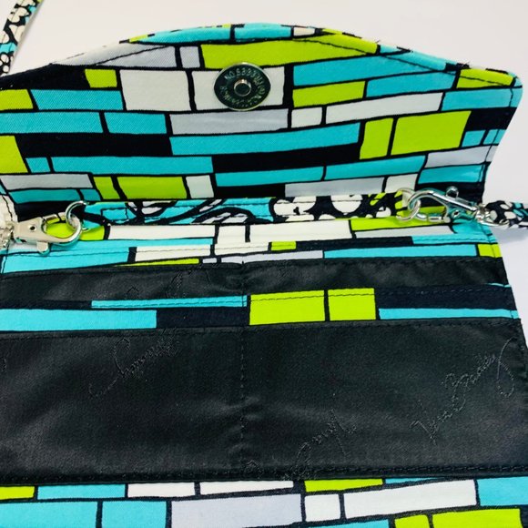 Vera Bradley Trifold Wallet Crossbody Purse Hipster Rumba Clutch Blue Retired - Picture 10 of 16